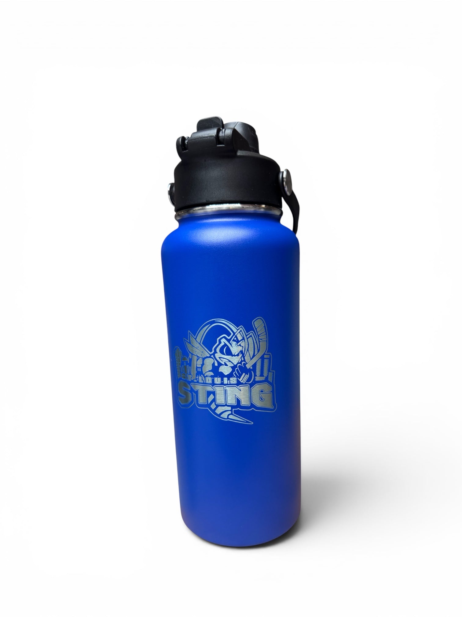 Blue engraved water bottle